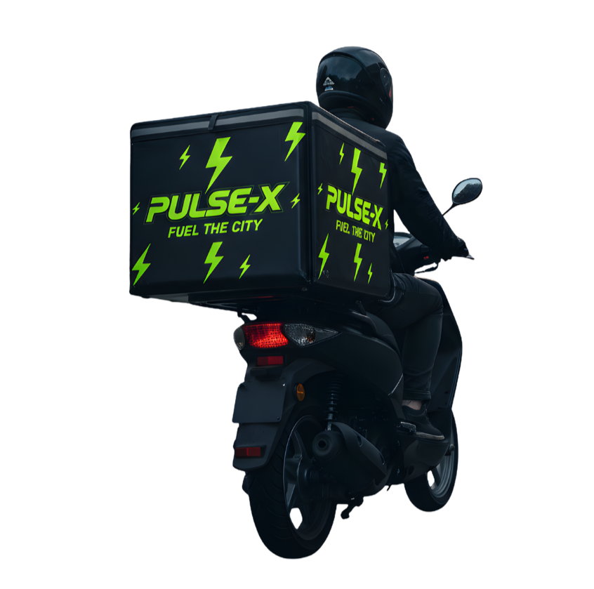 glow fleet delivery bike rider advertising in Johannesburg